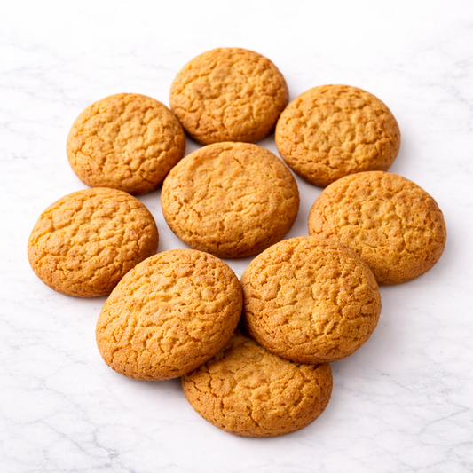 Ginger cookies on a white marble surface